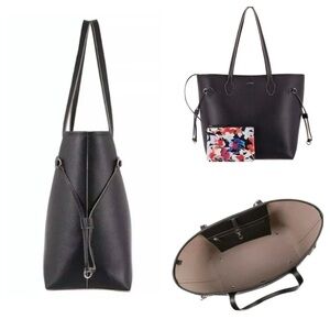Lodis Bliss Leather Tote with Wristlet, Black